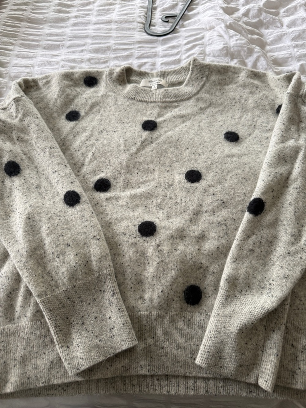 Madewell Polka Dot Knit Sweater in Heather Gray with Black Dots